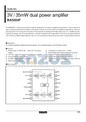 BA5204 datasheet - Dual power amplifier (3V/35mW)