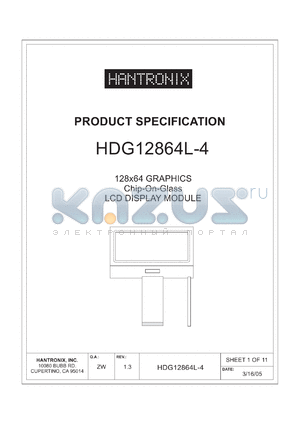HDG12864L-4 datasheet - 128x64 GRAPHICS Chip-On-Glass LCD DISPLAY MODULE
