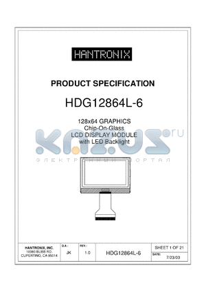 HDG12864L-6 datasheet - 128x64 GRAPHICS Chip-On-Glass LCD DISPLAY MODULE with LED Backlight