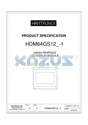 HDM64GS12-1 datasheet - 128X64 GRAPHICS LCD DISPLAY MODULE