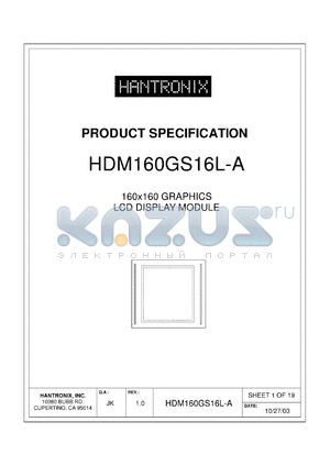 HDM160GS16L-A datasheet - 160x160 GRAPHICS LCD DISPLAY MODULE