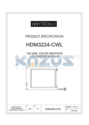 HDM3224-CWL datasheet - 320 x240 COLOR GRAPHICS LCD DISPLAY MODULE