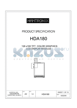 HDA180 datasheet - 128 x160 TFT COLOR GRAPHICS LCD DISPLAY MODULE