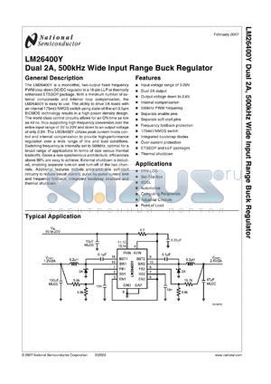 LM26400YMH datasheet - Dual 2A, 500kHz Wide Input Range Buck Regulator