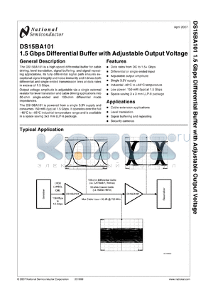 DS15BA101SDX datasheet - 1.5 Gbps Differential Buffer with Adjustable Output Voltage