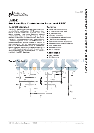 LM5022MM datasheet - 60V Low Side Controller for Boost and SEPIC