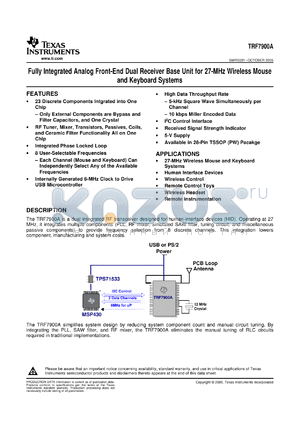 TRF7900 datasheet - Wireless 27MHz Dual receiver