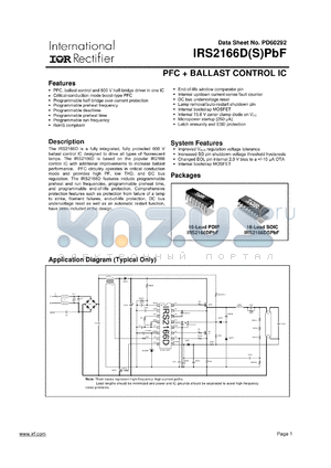 IRS2166D datasheet - PFC and Ballast Control IC