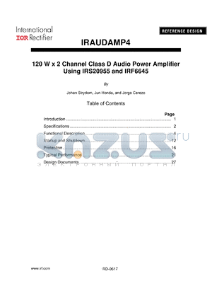 IRAUDAMP4 datasheet - Two-channel 120W Half-bridge Class-D Audio Power Amplifier
