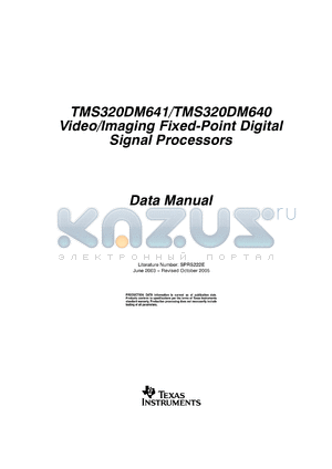 TMS320DM640AGDK4 datasheet - Video/Imaging Fixed-Point Digital Signal Processor