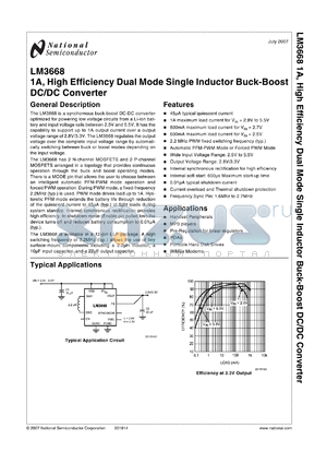 LM3668SDX-3.3 datasheet - 1A, High Efficiency Dual Mode Single Inductor Buck-Boost DC/DC Converter