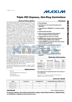 MAX5958 datasheet - Triple PCI Express, Hot-Plug Controllers