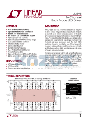 LT3595EUHH datasheet - 16 Channel Buck Mode LED Driver