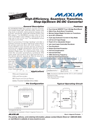 MAX8625 datasheet - High-Efficiency, Seamless Transition, Step-Up/Down DC-DC Converter