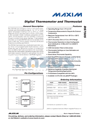 DS7505S+ datasheet - Digital Thermometer and Thermostat